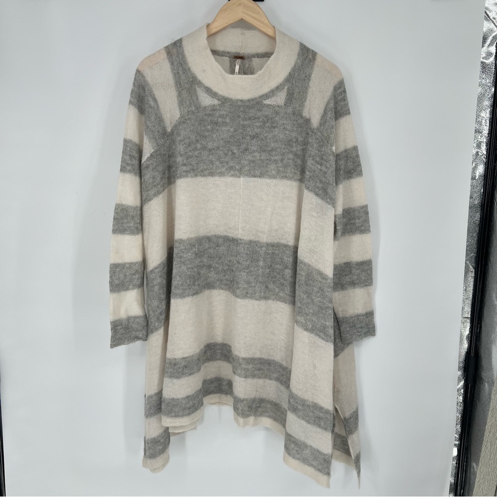 Free People Lafayette Alpaca Stripe Mock Tunic Poncho /Dress size XS/S Oversized - Picture 4 of 11